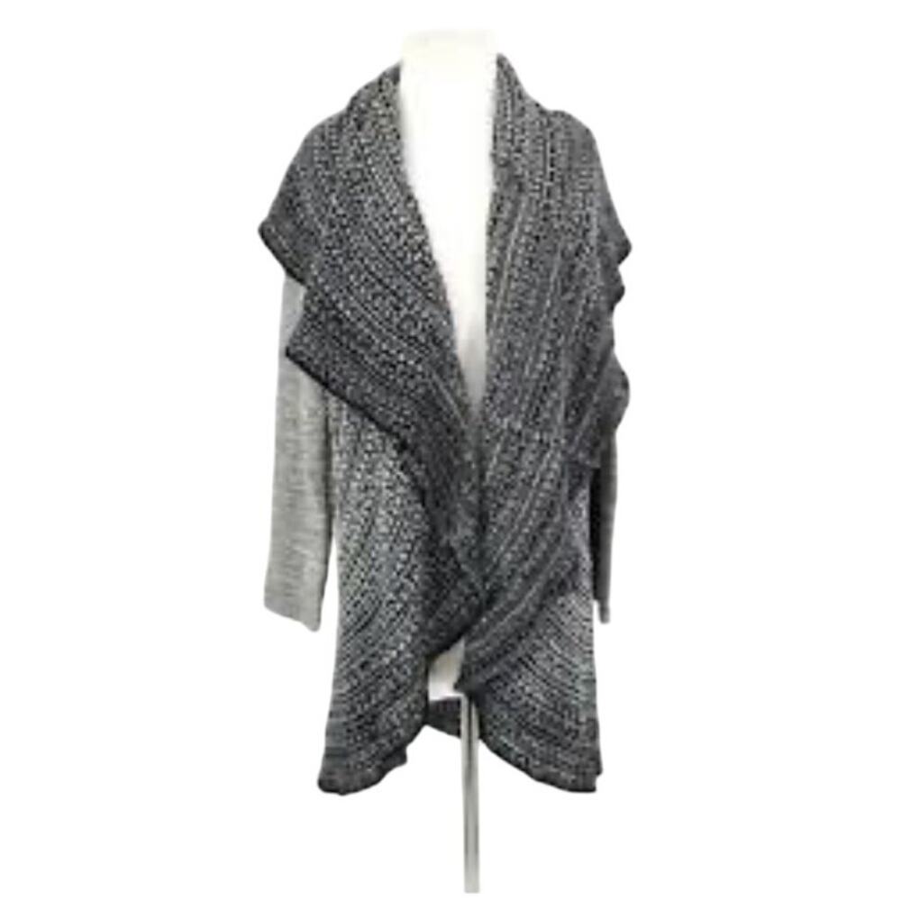 Soft Surroundings Cascade Front Open Cardigian Grey/Black‎ Sz M